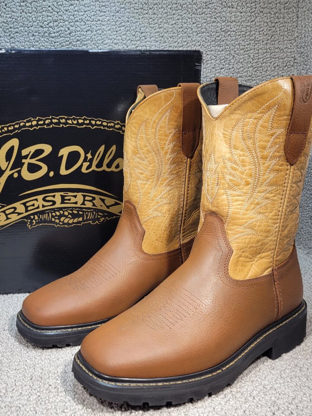 J.B. Dillon Reserve JBRG201 Men's US Size 10.5D Oak/Honey Leather Pull on Boots